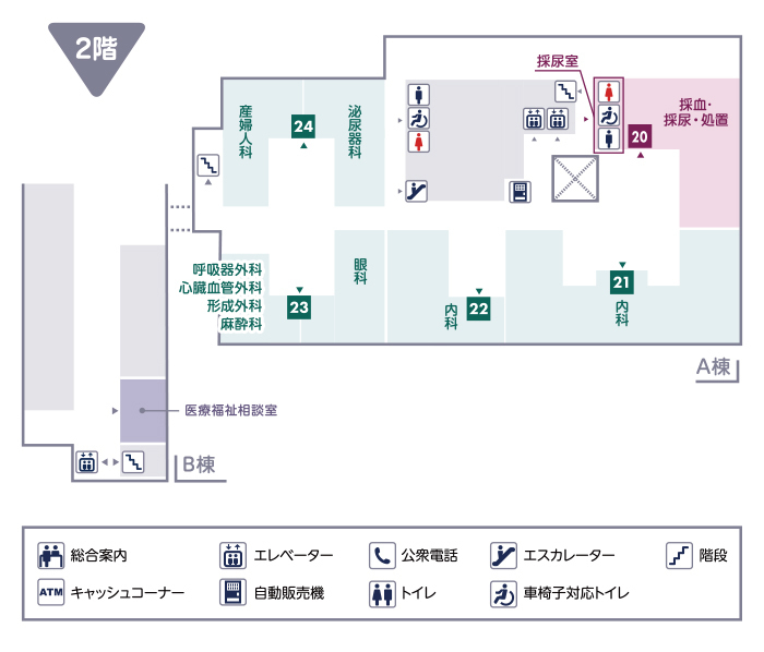 2階 外来フロアの案内図
