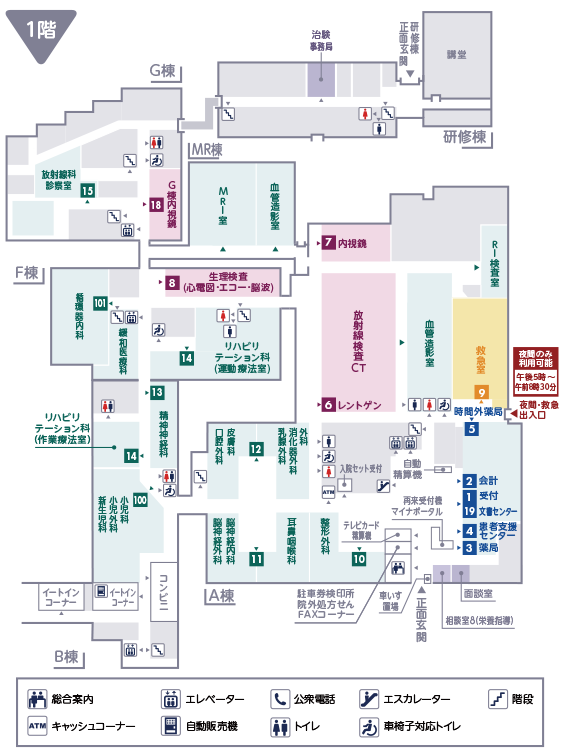 1階 外来フロアの案内図