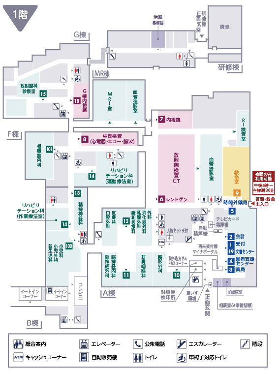 1階 外来フロアの案内図