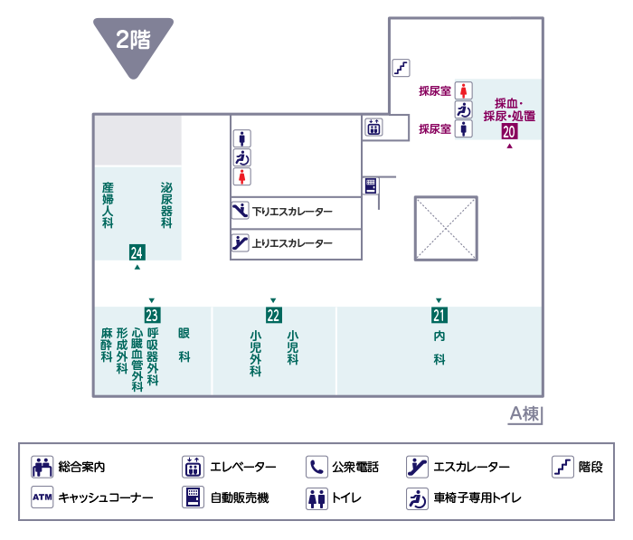 2階 外来フロアの案内図